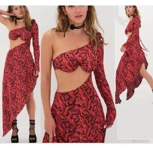 For Love And Lemons Red One Shoulder Dress